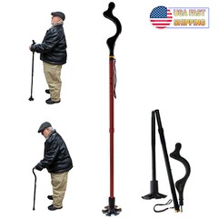 Posture Correction Walking Stick Cane – Self Standing Adjustable Height Foldable
