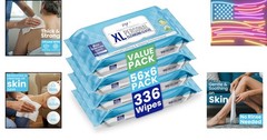 XL Disposable Wash Cloths, 4 Packs x 56 Wipes, 224 Wipes Total, Thick