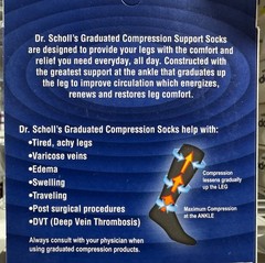 Dr. Scholl’s Graduated Compression Support Socks Mens 20-30 Black Medium Coolmax
