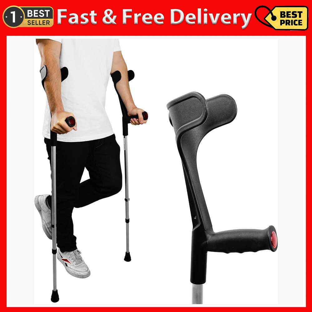 Pepe – Forearm Crutches for Adults (x2 Units, Open Cuff), Adult Crutches Adju…