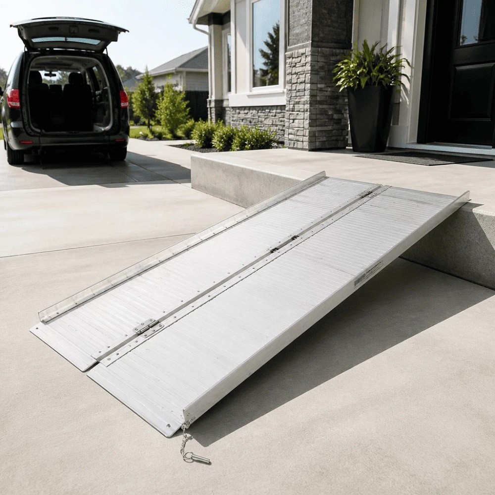 6 FT Wheelchair Ramp Folding Aluminum For Truck Van Porch Steps 600lbs Capacity