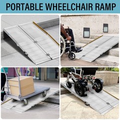 6 Ft Aluminum Multi-Folding Wheelchair Scooter Mobility Ramp Portable Non-Slip