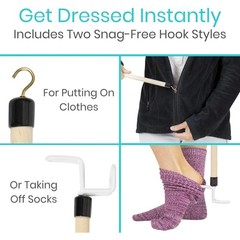 27“ Dressing Stick for Elderly, with Zipper Pants Puller & Sock Remover Tool