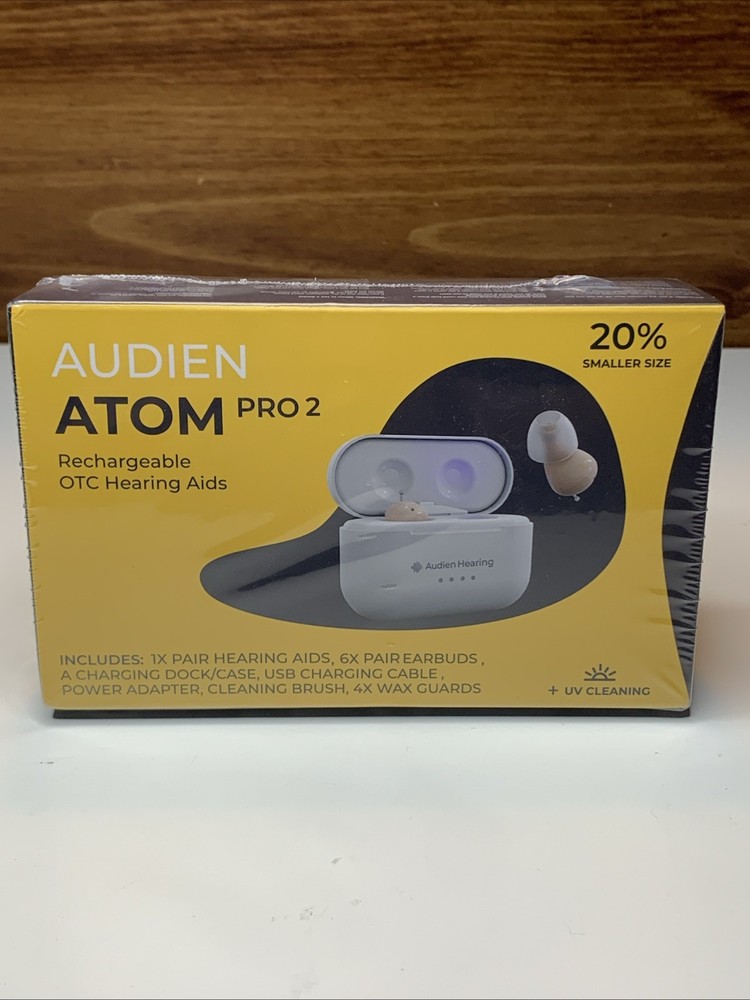 Audien Hearing Aids – Atom Pro 2 – Rechargeable- NEW FACTORY SEALED