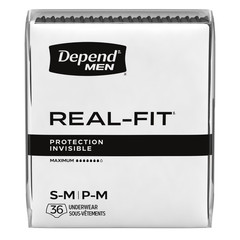 Depend Real Fit Adult Diapers for Men S/M Black Briefs Max Absorbency 72 Count