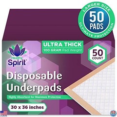 Extra Thick Ultra Absorbent Disposable Underpads XL 30×36, 50 Count, Peach