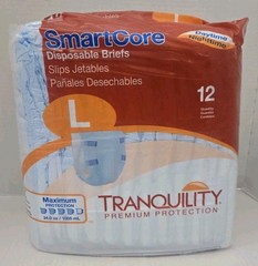 Large Tranquility SmartCore Disposable Briefs Size Adult Diapers 12 Pack