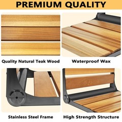 Folding Shower Seat Teak, Bath Safety Furniture Stainless Steel, Shower Seats…