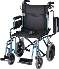 NOVA Lightweight Transport Chair, 300lbs Capacity, 12” Rear Wheels, OPENBOX BLUE