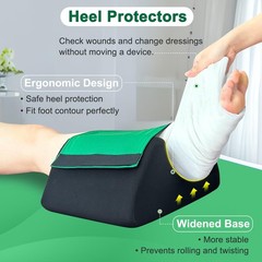 Heel Protectors for Pressure Sores, Foot 12×8.6×5.5 inch, Black and Green