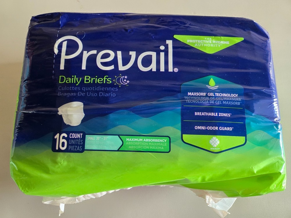 Prevail Daily Briefs Discreet Adult SM 20-31” Incontinence Underwear 16ct