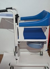 Patient Lift Transfer Chair, Bathroom Wheelchair w/180° Split Seat and Potty