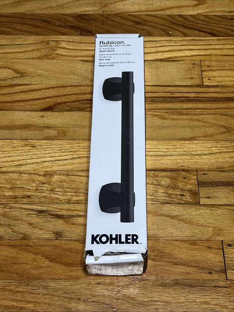 Kohler K-R27240-BL Rubicon 9 inch Bathroom Grab Bar Assist in Matte Black READ