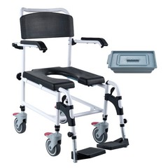 VEVOR Shower Commode Wheelchair with 4 Lockable Wheels Footrests Flip-up Arms