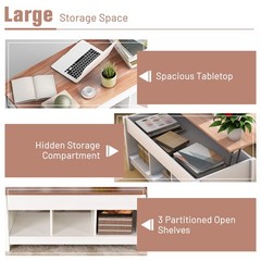 Costway Lift Top Coffee Table Hidden Storage 3 Open Shelves Rectangular