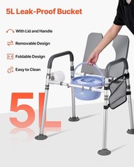 Bedside Commode Chair 4-in-1 Raised Toilet Seat Adjustable Height 500 lbs