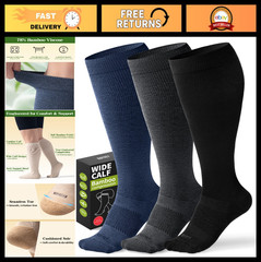 Wide Calf Compression Socks 20-30 mmHg for Men & Women – Bamboo Knee High Suppor