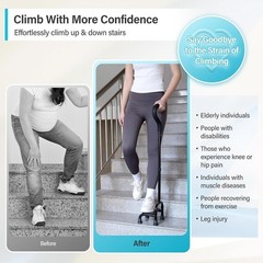 Stair Climbing Cane- Half Step Assist, Anti-Slip Balance Up/Down Walking Stick