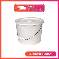 PCP Commode Bucket with Lid and Handle, White, 10 Quart with 2.5 Gallon Capacity