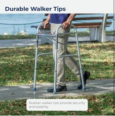 Drive Medical Deluxe 2-Button Folding Walker, Silver, 10200-1 Lightweight
