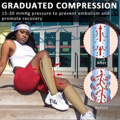 Zipper Open Toe Compression Socks 20-30mmHg Calf Leg Ankle Support Stocking