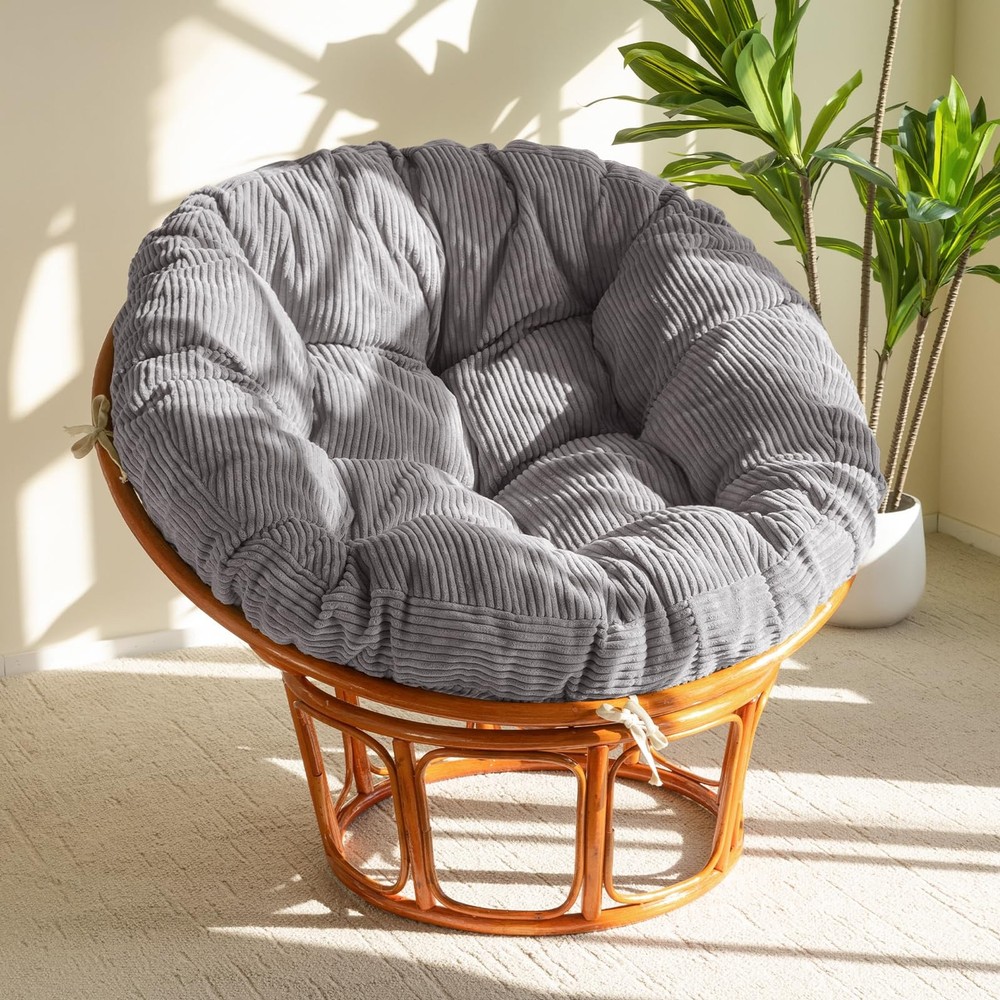 HIGOGOGO Papasan Chair Cushion with Corduroy Cover (Without 48inch, Grey