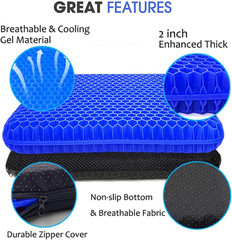 Gel Seat Cushion for Long Sitting, Extra Thick Gel Cushion for Wheelchair Soft C