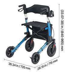 Uimoso Compact 3-Fold Rollator Walker for Seniors, Supports Up to 300 lbs