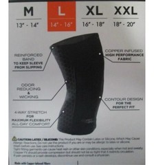 Copper Fit Freedom Compression Knee Sleeve UNISEX LARGE BRAND NEW!
