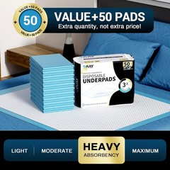 Disposable Bed Pads 36″ X 36″ (50 Count) Extra Large Leakproof Underpads for Inc