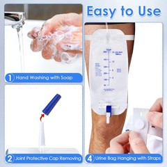 5 Pack 500ml Urinary Drainage Leg Bag with 12″ Tubing and Anti-Reflux Valve, 33.