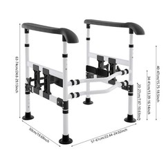 Height/Width Adjustable Toilet Safety Rail for Elderly Steel Frame Max.330 lbs