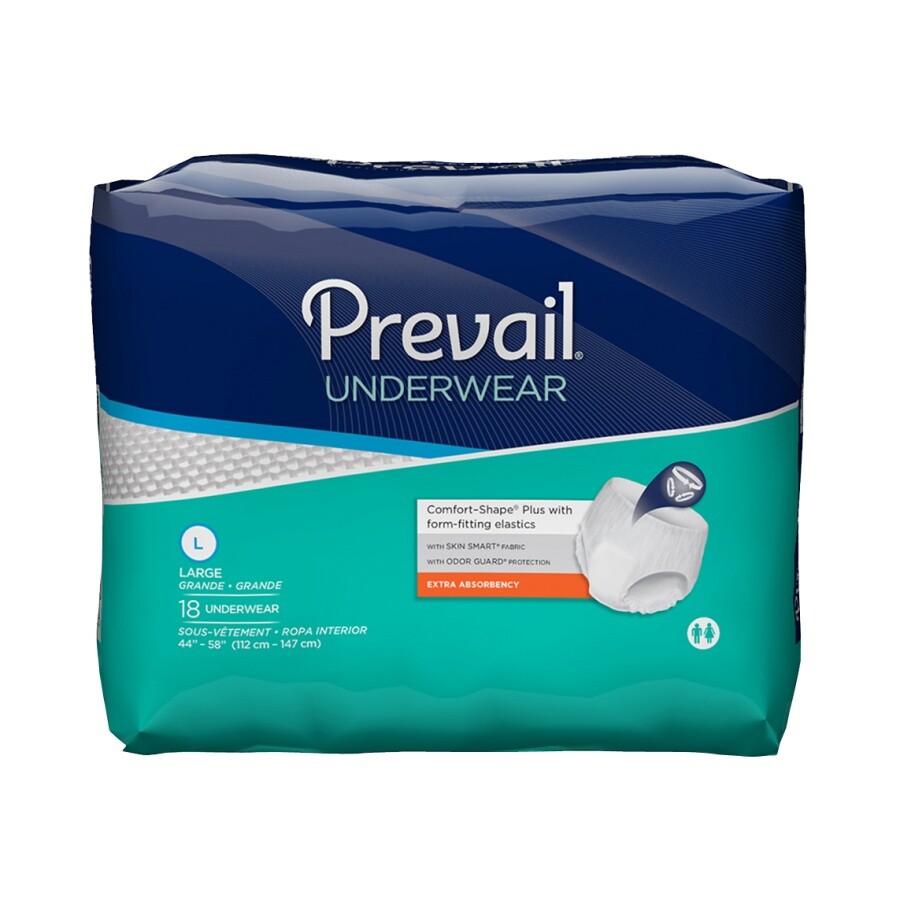 Prevail Protective Underwear Large 44-58in #PV-513 18/Pack, 6 Packs