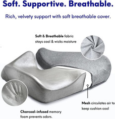 Pressure Relief Seat Cushion Extra-Dense Memory Foam Car Pad for Sciatica