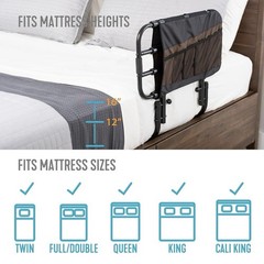 Stander EZ Adjustable Senior Bed Rail and Bed Assist Grab Bar for Elderly Adults