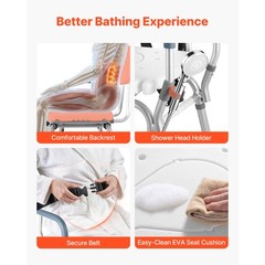 Uimoso Sliding Shower Chair with Cut-Out Seat and Backrest, Supports 400 lbs
