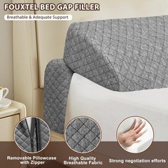 FOUXTEL 4 Modes Pillow Wedge for Headboard Gap, Foldable Bed King, Dark Grey