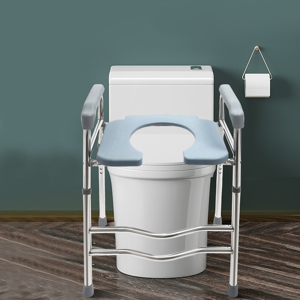 25.2-29.13in Raised Toilet Seat Riser w/ Arms For Elderly Handicap Bathroom USA