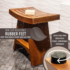 Teak Shower Bench, 450 Pound Capacity Shower Stool, Water Resistant 18 Inches So