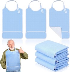 3 Pack Unisex Adults Bib for Seniors Elderly Women Men Waterproof Bib Eating …
