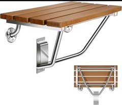 Folding Shower Seat Bench Wall Mounted 24″ with Stainless Steel Bracket, 500 LBS