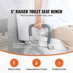 VEVOR Raised Toilet Seat 5″ Height Raised 350 lbs for Round and Elongated Toilet