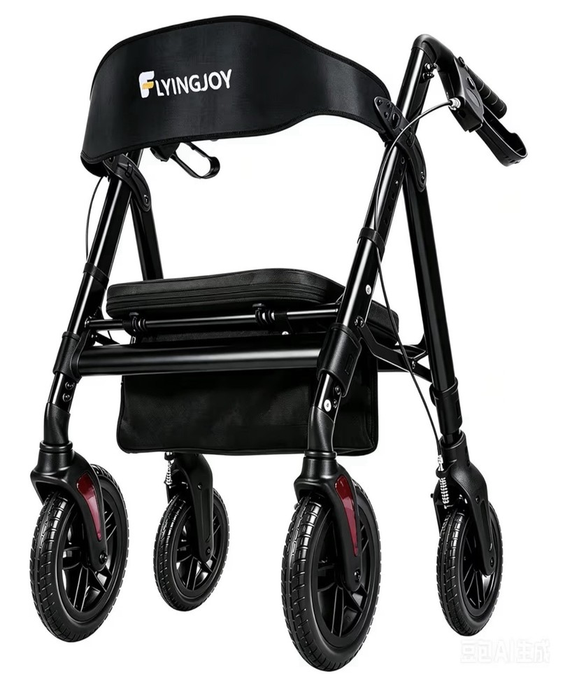 Rollator Walker with Seat450Lb Rolling Walker ExtraWide HeavyDuty Rollator Black
