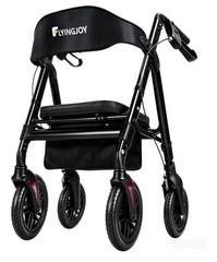 Rollator Walker with Seat450Lb Rolling Walker ExtraWide HeavyDuty Rollator Black