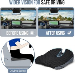 Car Seat Cushion, Memory Foam Car Wedge Seat Cushion for Driving, Height Booster