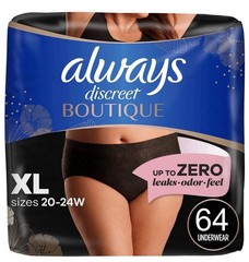 Always Discreet Boutique Incontinence and Postpartum Underwear, XL, 64 Count