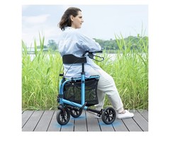 WALK MATE Lightweight 3-Wheel Walker with Seat Tri-Rollator for Seniors Blue