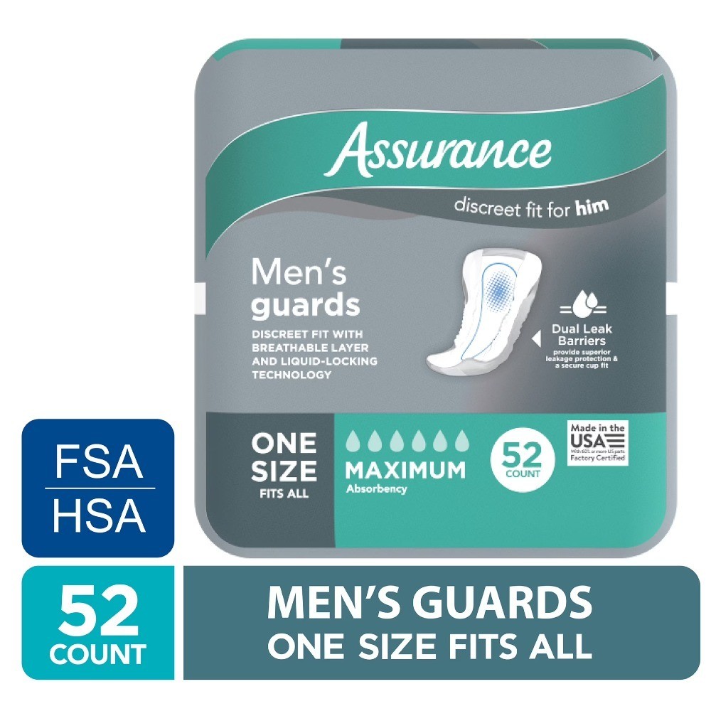 Maximum Absorbency Incontinence Guards for Men, 52 Count