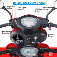 1000W 4-Wheel Heavy Duty Seniors Mobility Scooter 500lb 33 Miles 48V 20Ah 15 mph