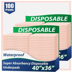 Extra Large Bed Pads with Adhesive Strips 40″ x 36″ 25 Count Super Absorbent Thi